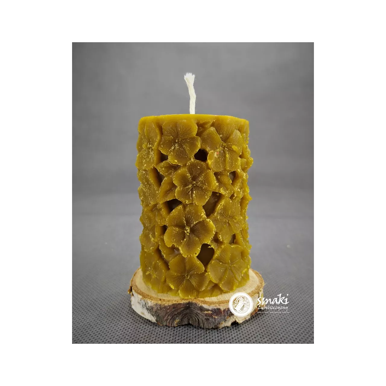 Świeca z wosku pszczelego 210 g KWIATY kol. naturalny