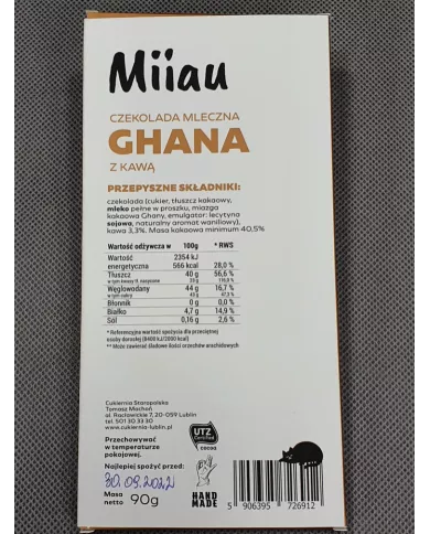Miiau czekolada mleczna - ręcznie robiona - 90 g
