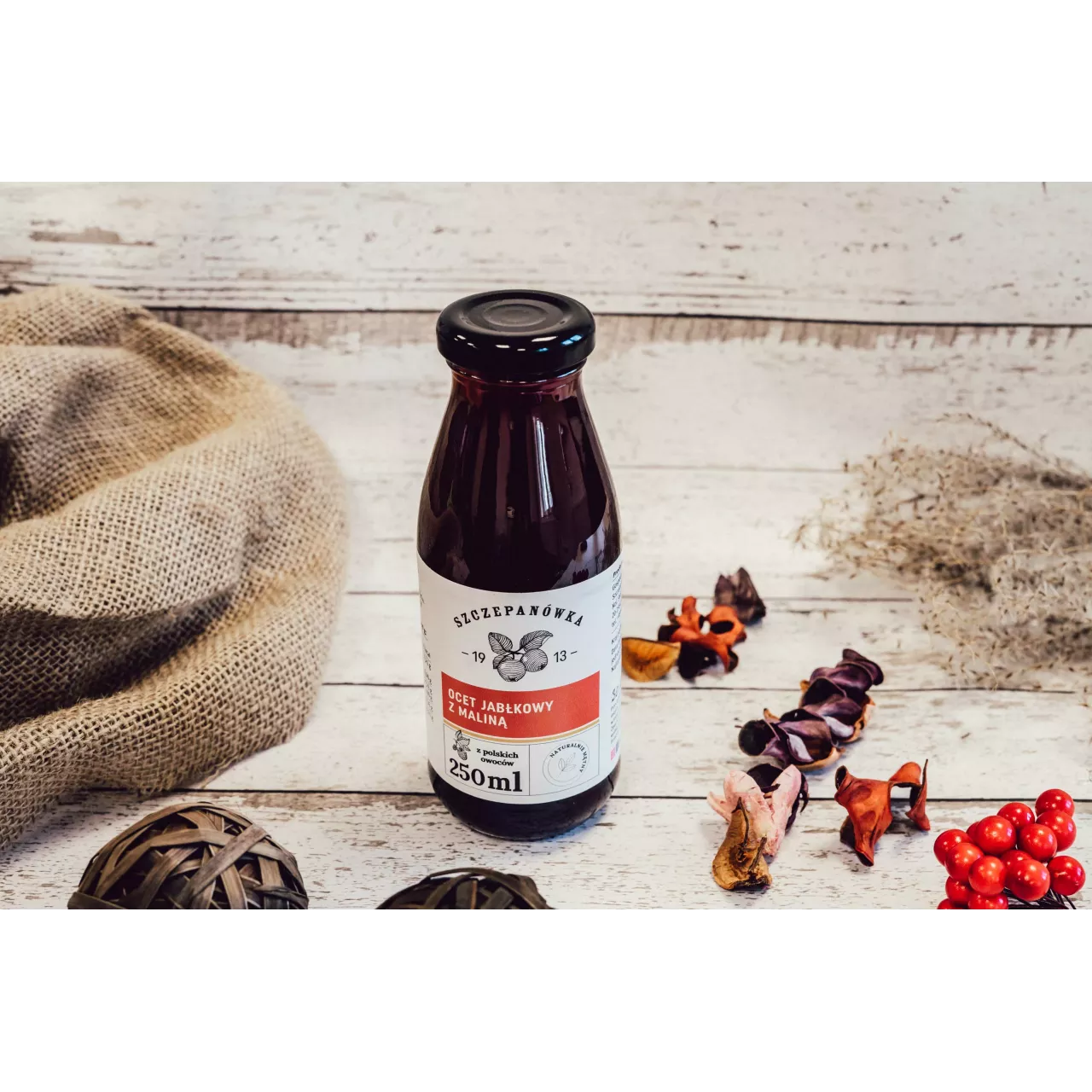 Ocet jabłkowy z maliną, Szczepanówka 250 ml