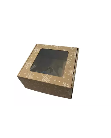 Pudełko z okienkiem w śnieżynki 20|20|10 cm