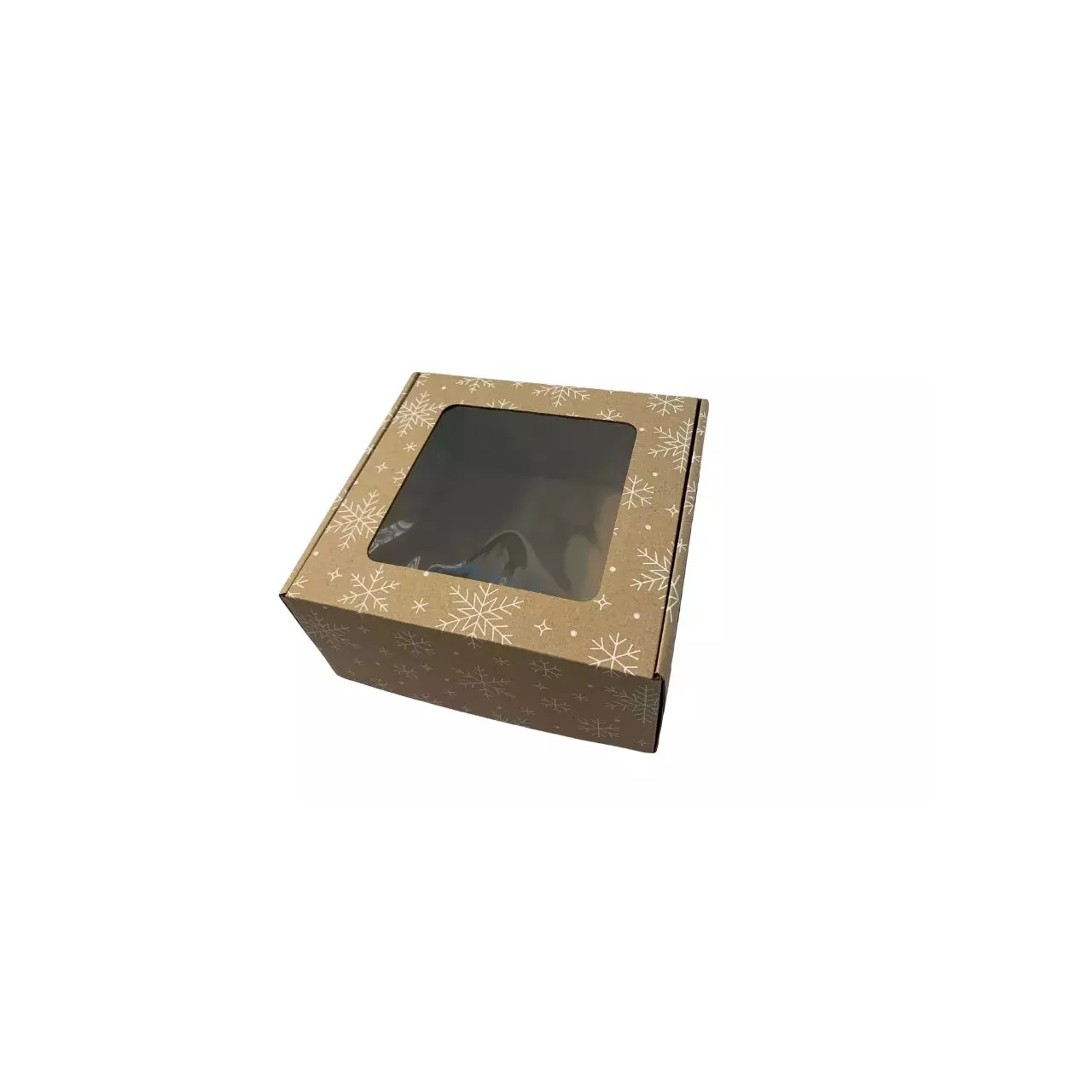 Pudełko z okienkiem w śnieżynki 20|20|10 cm