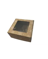 Pudełko z okienkiem w śnieżynki 20|20|10 cm