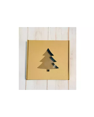 Pudełko z okienkiem choinka 20|20|10 cm