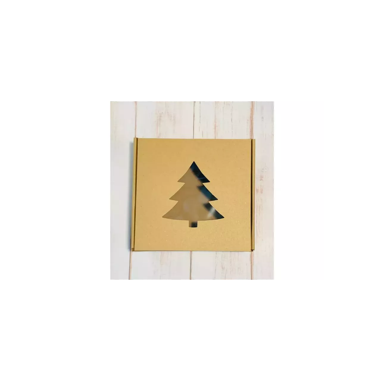 Pudełko z okienkiem choinka 20|20|10 cm