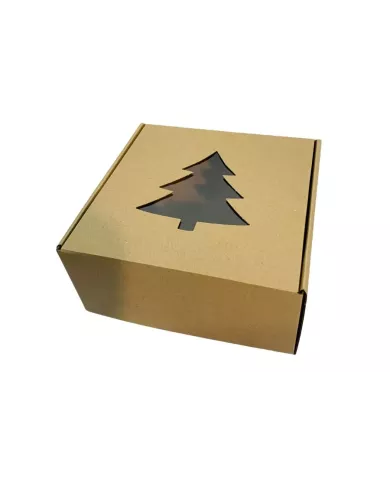 Pudełko z okienkiem choinka 20|20|10 cm