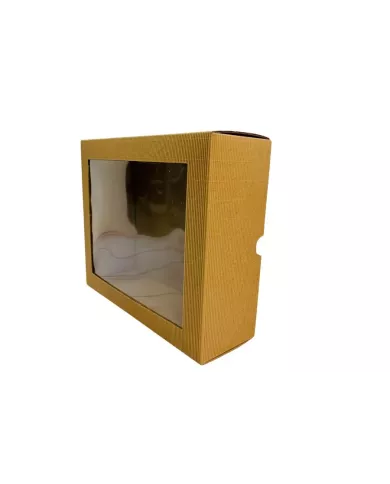 Pudełko karbowane z okienkiem 28|23|9 cm