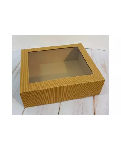 Pudełko karbowane z okienkiem 28|23|9 cm