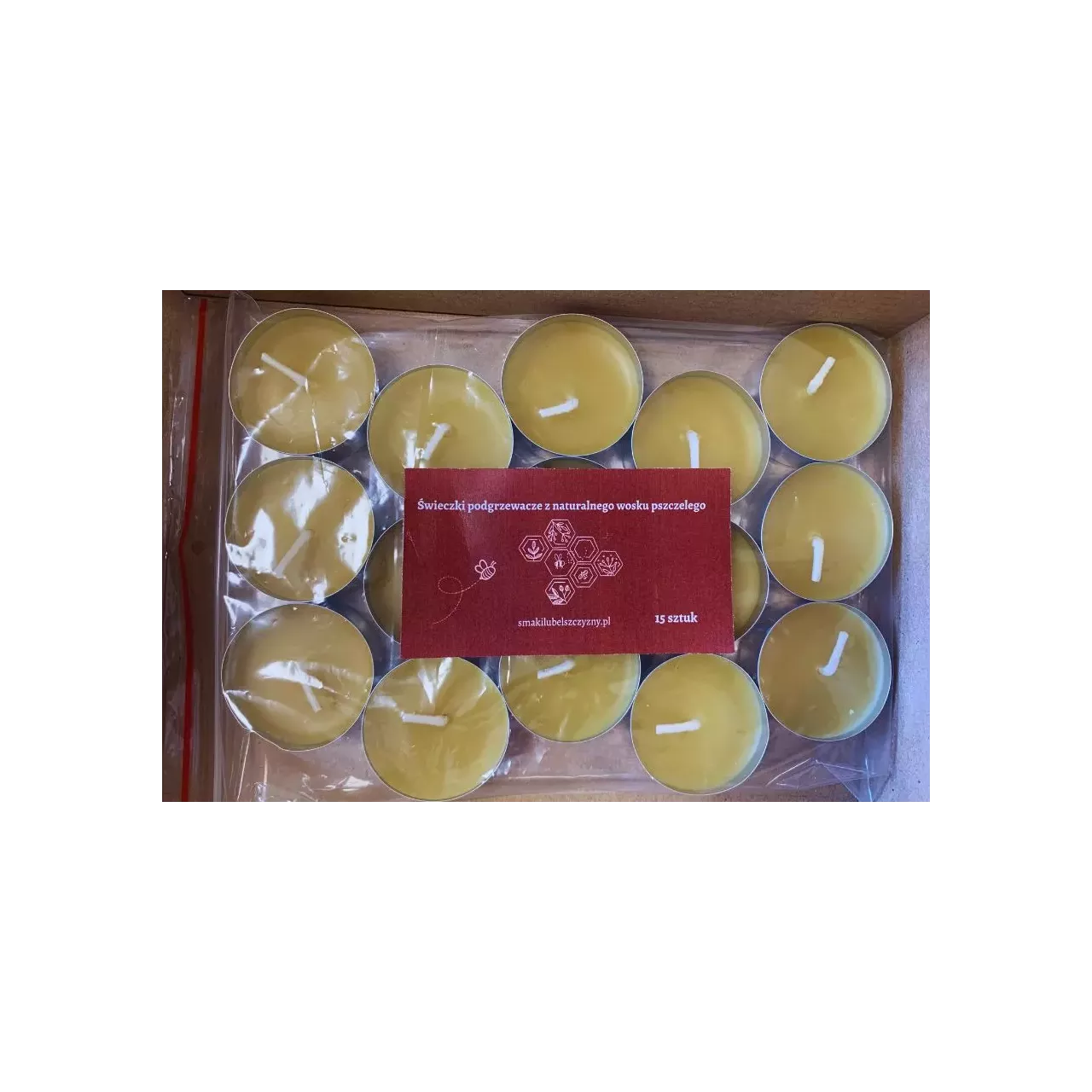 Zestaw 15 świeczek tealight z wosku pszczelego