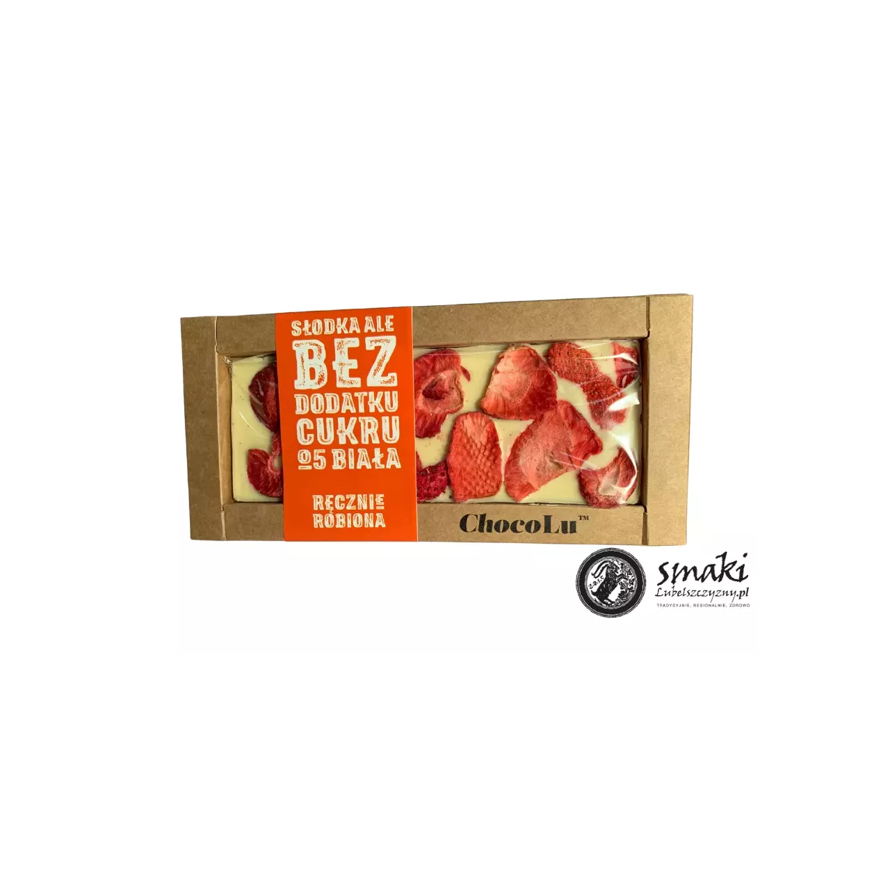 Czekolada biała BEZ CUKRU truskawka 53 g