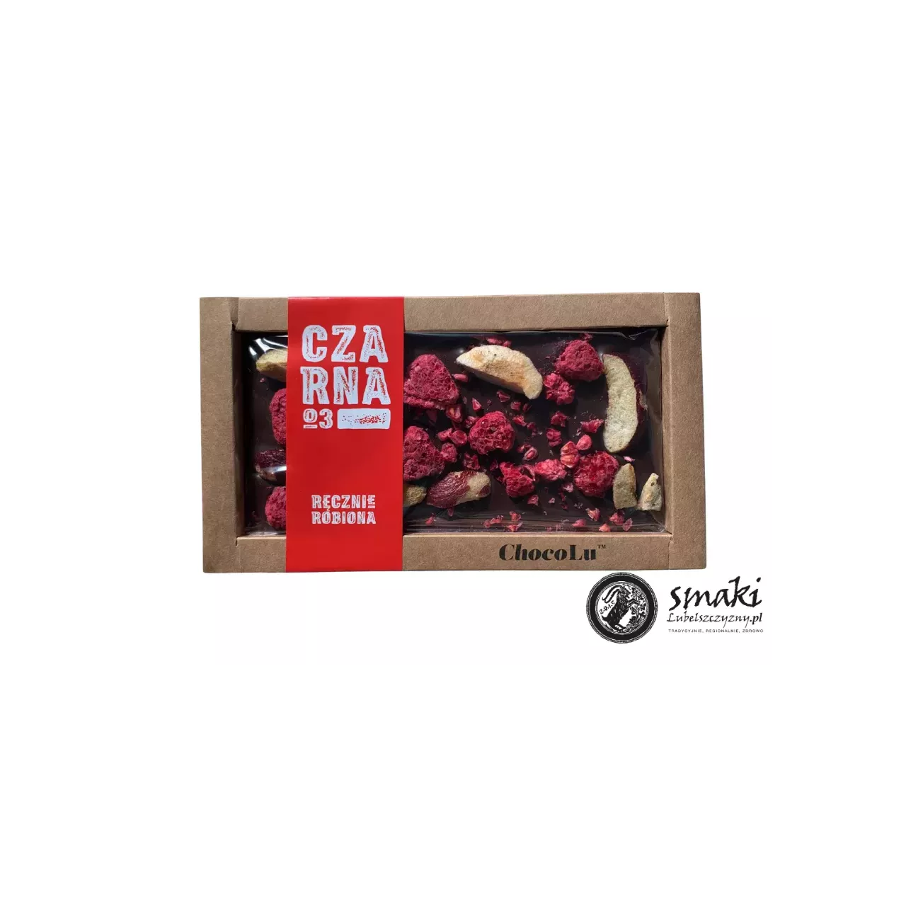 Czekolada CZARNA (deserowa) śliwka, malina liofilizowana, hand made