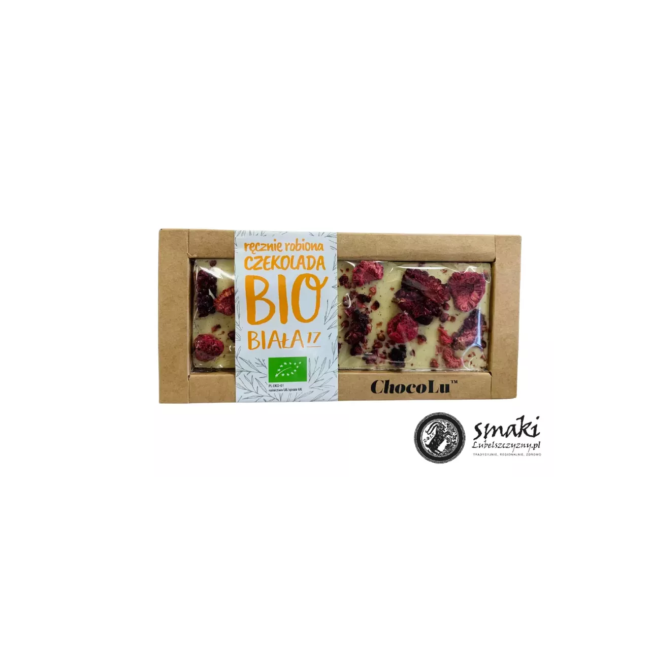 Czekolada biała BIO malina i jeżyna 53 g