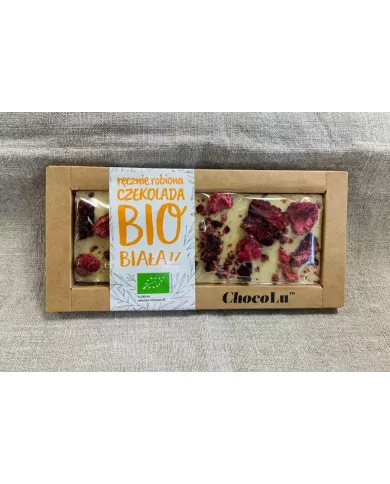 Czekolada biała BIO malina i jeżyna 53 g