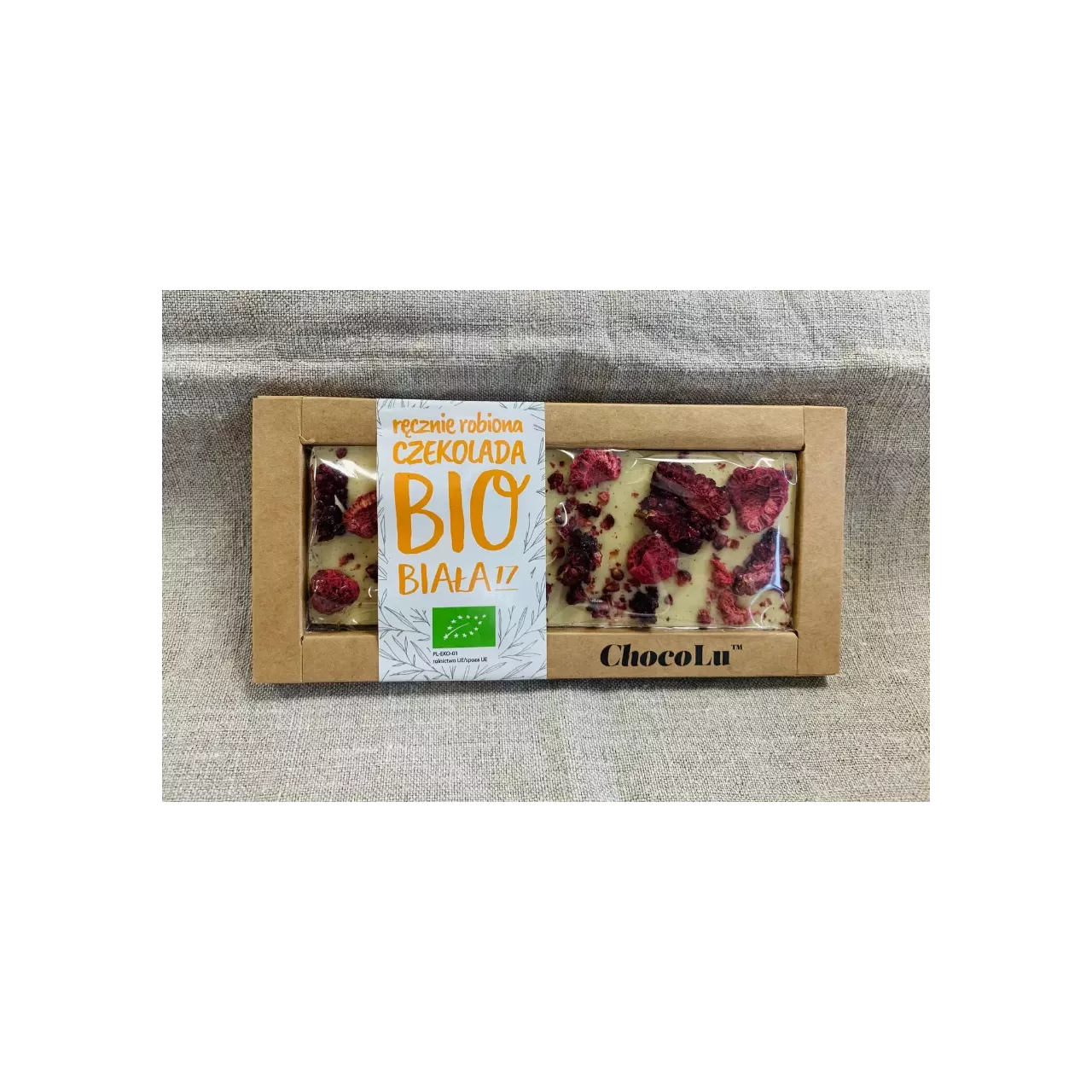 Czekolada biała BIO malina i jeżyna 53 g