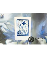 Kartka z chabrami bławatkami, limitowany linoryt