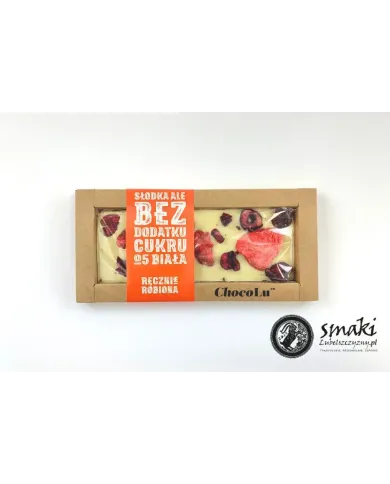 Czekolada biała BEZ CUKRU wiśnia, truskawka 53 g