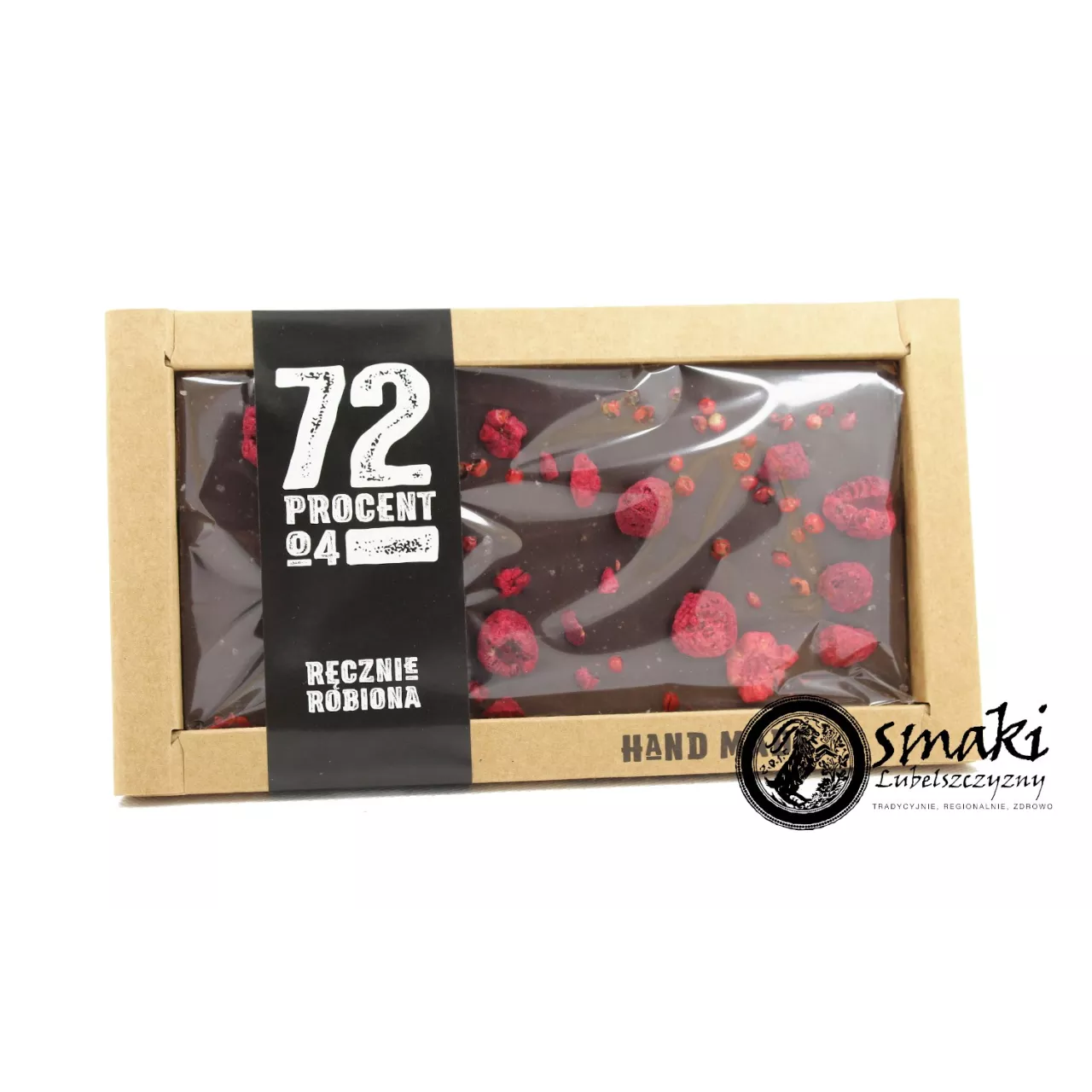 Czekolada gorzka 72% - pieprz różowy, malina, sól himalajska 105 g