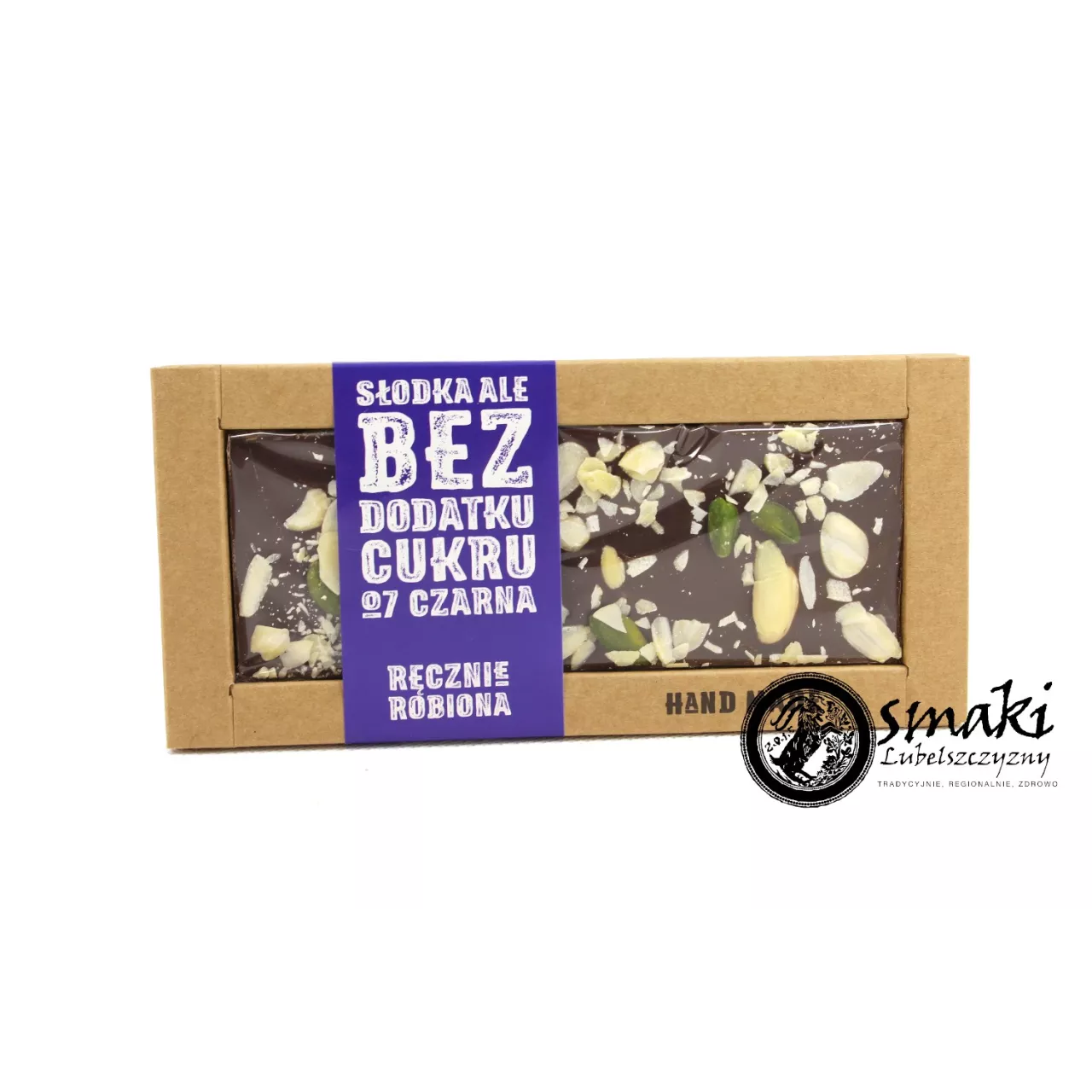 Czekolada ciemna BEZ CUKRU - pistacja, migdał