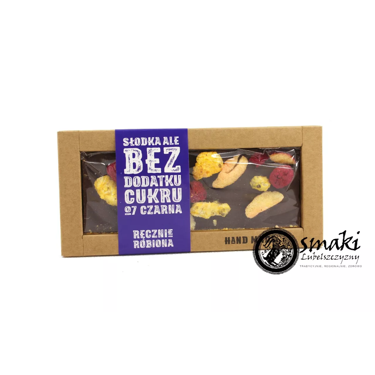 Czekolada ciemna BEZ CUKRU - śliwka, malina, mandarynka